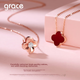 Колье Grace Girl с бриллиантами и двусторонним четырехлистным клевером для женщин, цепочка из розового золота на ключицу, подарок на годовщину или день рождения для девушки. - изображение 6
