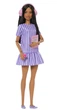 Lalka Mattel Barbie Autistic Self Advocacy Network w fioletowej sukience w paski z kasztanowymi włosami i ciemną karnacją (JJN58) (194735340316) - obraz 4