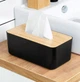 Органайзер для серветок 21 x 13 x 9,5 см бамбуковою кришкою Чорний - зображення 3