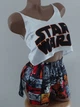 Жіноча атласна піжама Star Wars топ на бретелях та яскраві шорти з коміксами XS/S Різнобарвний (20164) - зображення 6
