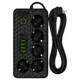 Мережевий фільтр-подовжувач 2505, 3 м, 5 розеток + 4 USB + Type-C Чорний (0258/МК) - зображення 1