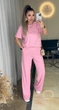 Жіночий костюм в рубчик (штани+футболка) Uaclothes 50 Рожевий (like38204-186361358) - изображение 1
