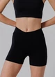 Женские бесшовные шорты из микрофибры с широким V-образным поясом Giulia SHORTS FLOW L/XL Black, спортивные из микрофибры, для тренировок - изображение 3