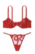 Комплект білизни Victoria’s Secret Wicked Tied-with-a-Bow Embroidery Unlined Balconette Bra Червоний 34B-S - изображение 1