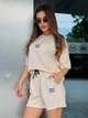 Костюм женский шорты+футболка бежевого цвета 38237 42/44 - изображение 3