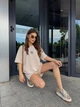 Костюм женский шорты+футболка бежевого цвета 38237 42/44 - изображение 5
