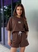 Костюм женский шорты+футболка коричневого цвета 38233 42/44 - изображение 2