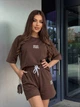 Костюм женский шорты+футболка коричневого цвета 38233 42/44 - изображение 3