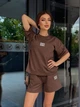 Костюм женский шорты+футболка коричневого цвета 38233 42/44 - изображение 4