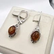 Сережки серебряные с медовым янтарем 3,15 г - изображение 2