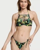 Купальник Victoria’s Secret Swim Bombshell Push-Up Longline Bikini Top Чорний з зеленим 32DD-S - зображення 4