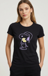 Жіноча футболка peanuts (snoopy), чорний, розмір XS - зображення 1