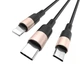 Кабель HOCO X26 USB to iP+Type-C+Micro 2A, 1m, nylon, aluminum connectors Black+Gold - зображення 3