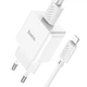 Мережевий зарядний пристрій з кабелем HOCO C106A Leisure single port charger set(iP) 10.5W White - зображення 3