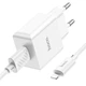 Мережевий зарядний пристрій з кабелем HOCO C106A Leisure single port charger set(iP) 10.5W White - зображення 4