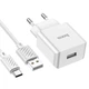 Мережевий зарядний пристрій з кабелем HOCO C106A Leisure single port charger set(Type-C) White - зображення 5