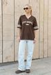 Футболка Жіноча Стаф Коричнева Оверсайз Базова Staff Original 13 Brown Oversize L (392565) - зображення 4