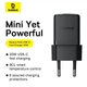 Мережевий зарядний пристрій з кабелем Baseus Palm Fast Charger 1C 20W EU Cosmic Black set USB-C to iP 20W 1m - зображення 8