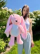 Зайка Хрустик 40 см Розовый с белым животиком - изображение 1
