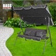 Качели садовые трехместные 170x110x153 см Bass Polska BH 10030 с подстаканниками и подушками, цвет антрацит. - изображение 8