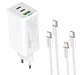 Зарядное устройство ColorWay CHS058P-DCL GaN Mini 65W PD Port PPS USB, 2xUSB Type-C + кабель Type-C, Lightning - изображение 2