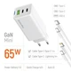 Зарядное устройство ColorWay CHS058P-DCL GaN Mini 65W PD Port PPS USB, 2xUSB Type-C + кабель Type-C, Lightning - изображение 3