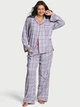 Піжама фланелева (сорочка+штани) Victoria's Secret Flannel Long Pajama Set Бузкова (в клітинку) XS (Short) - изображение 1