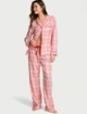 Піжама фланелева (сорочка+штани) Victoria's Secret Flannel Long Pajama Set Рожева (в клітинку) S (Regular) - изображение 1