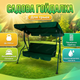 Гойдалка садова Bonro Relax 180х165х110см 3 місця до 200 кг для саду дачі тераси сталева з навісом зелена - зображення 1
