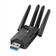 Адаптер Wi-Fi 2в1 2.4ГГц + 5ГГц USB 3.0 ресивер двухдиапазонный беспроводной для компьютера сетевой вай-фай модуль 5G для пк и ноутбука с 4 антеннами 1800 Мбит/с черный - изображение 1