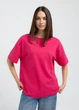 Женская футболка из хлопка oversize Giulia T-SHIRT BASIC 4825/010 M Pink-fuchsia, свободная, повседневная оверсайз - изображение 3