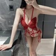 Сексуальное ажурное боди с доступом Бабочка Красный One size - изображение 2