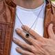 Мужская серебряная подвеска с камнем, стальная цепочка на шею кулон из нержавеющей стали - зображення 4
