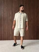 Костюм Cool льняной мужской в полоску летний XL бежевый (26927) - изображение 2