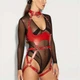 Гартер-портупея На Все Тело С Чокером Xioana Из Искусственного Шикры S/m/l Красная (398788) - изображение 5