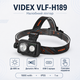 Ліхтар налобний VIDEX VLF-H189 час роботи до 42 годин 600Lm 5000K IP55 Чорний - зображення 2