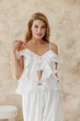 Блузка с воланами короткая ART KNIT белая, S 045271 - изображение 3