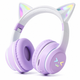 Детские беспроводные наушники CATEAR BT618 с ушками и RGB-подсветкой Bluetooth фиолетовые - изображение 1