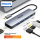 Док-станция расширения PHILIPS Type-C, Thunderbolt-HDMI 4K 60 Гц, адаптер-конвертер Apple, совместима с MacBook Mini, ноутбуками Huawei, планшетами iPad и смартфонами. - изображение 2