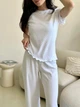 Женская пижама футболка и брюки с рюшами Rose Amour L/XL белая SetWH1517 - изображение 5