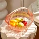 Конфетница прозрачная пластиковая 25,7см с большими ручками, Розовый - изображение 4