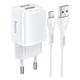 Мережевий зарядний пристрій Hoco N8 12 Вт, 2×USB-A, кабель Micro-USB 1 м для швидкого заряджання гаджетів, білий - зображення 1