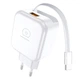 Мережевий зарядний пристрій WUW-C268 12W fast charger USB A +retractable 70cm type c Cable - зображення 1