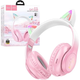 Беспроводные наушники Bluetooth W42 Cat Ear с LED подсветкой и ушками Розовые 40 мм динамики 12 часов работы для геймеров и путешествий - изображение 1