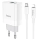 Мережева зарядна пристрій Hoco C80A біле 20W USB/Type-C QC PD + кабель Type-C to Lightning (C80A) - зображення 1