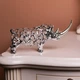Статуэтка носорог Rhinoceros ажурный 23×6×10 см металлическая серебристая фигурка для дома гостиной полки стола Yiwu - изображение 1