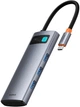 USB-хаб Baseus Metal Gleam USB-C 7в1 HDMI 4K 60Hz / 3x USB 3.0 / USB-C PD / SD / microSD (6932172682750) - зображення 1