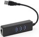 Мережевий адаптер Dynamode USB LAN RJ45 чорний концентратор з USB хабом на 3 порти (884034м) - зображення 3
