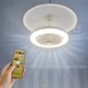 Вентилятор-люстра LED потолочная светодиодная с пультом дистанционного управления, энергоэффективная в патрон E27 для спальни, кухни и офиса Белая, LK-23 - изображение 1