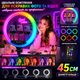 Світлодіодна кільцева лампа для селфі 45 см RGB з пультом - зображення 2